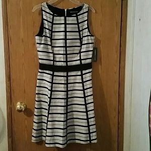 American Living Black and White Striped Dress NWT